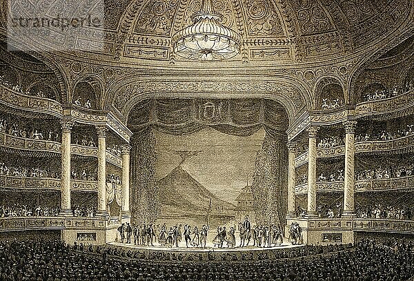 The Paris Opera  Paris  antique steel engraved print  1831