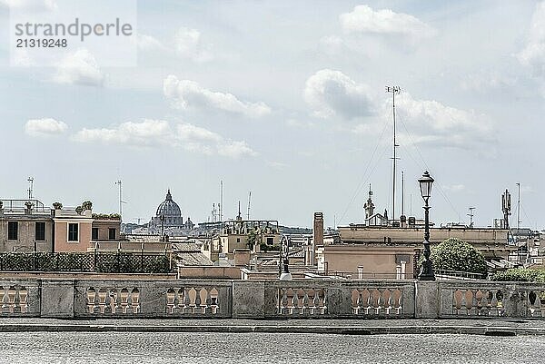 Rome  Italy  August 18  2016: View of Rome from the Quirinal Square a sunny summer day. The Quirinal Palace is a historic building in Rome  official residence of the President of the Italian Republic  Europe