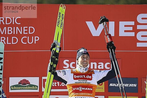 Jarl Magnus Riiber Norway was able to shine with the sun after his victory in the Black Forest Cup at the FIS Nordic Combined World Cup Schonach 2024