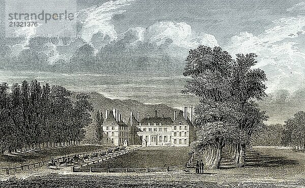 The Château de Rosny-sur-Seine  Rosny-sur-Seine  Yvelines  France  antique steel engraved print  1831  Europe