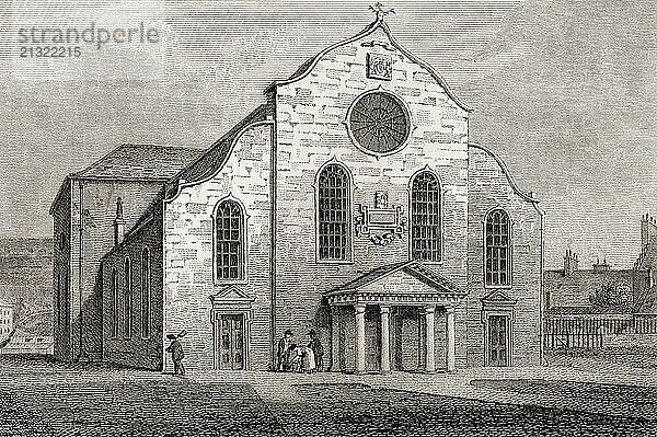 Canongate Church  Edinburgh  Scotland  19th century  Views in Edinburgh by J. & H. S. Storer  1820