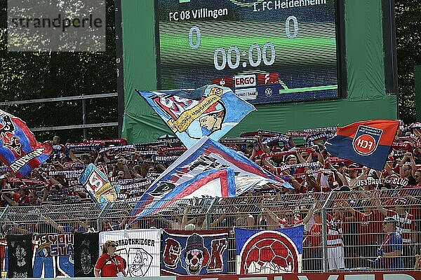 It's about to start: Vocal Heidenheim fans at the match for the DFB Cup 2022-23  1st round: DFB Cup 2024-25  1st main round: FC 08 Villingen  1. FC Heidenheim 1846