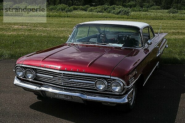 American classic car  Chevrolet Impala from 1960  red  Arvika  Värmland  Sweden  Europe