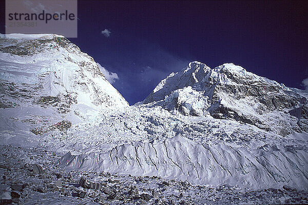 The Khumbu Icefall on Mount Everest in Nepal.