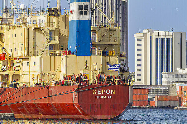 View of the busy port city of Dakar  Senegal  West Africa  Africa