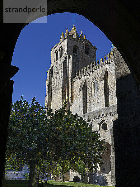 Cathedral of Evora in the historic city center in Evora  Portugal; Evora  Evora  Portugal