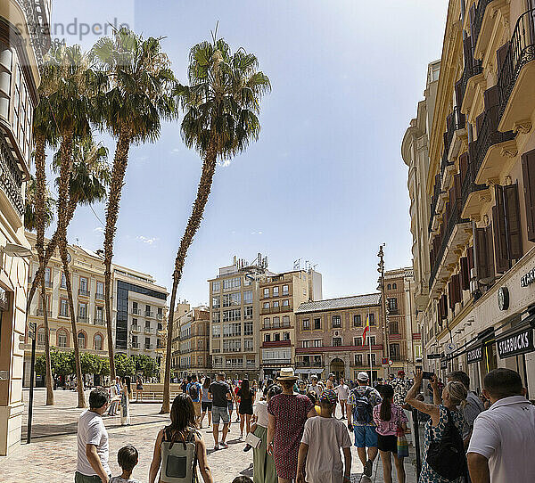 Constitucion Square in the heart of the old town of Malaga in Southern Spain; Malaga  Costa del Sol  Malaga Province  Spain