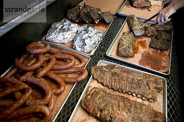 A selection of fresh Barbeque at Cooper’s Old-Time Pit Barbeque in Llano  Texas. Cooper’s Old-Time Pit Bar-B-Que
604 West Young Street
Llano  TX 325-247-5713