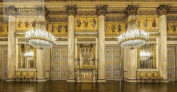 Turin  Italy  Circa January 2022: romantic old ballroom interior in Royal Palace  1842  Europe