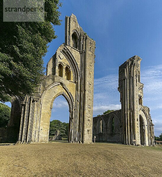 Glastonbury  United Kingdom  1 September  2022: view of the ruins of the Crossing and Choir Walls at the Glastonbury Abbey  Europe