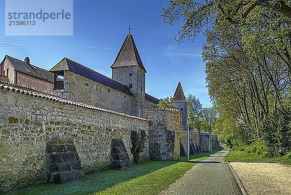 Historical city wall and garden in Amberg  Germany  Europe