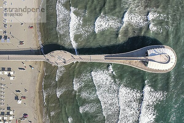 Aerial photographic documentation of the Lido di Camaiore Toscany Italy pier