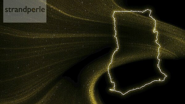 Map of Ghana  Gold glitter map on dark background