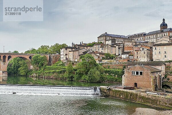 Cityscape of Albi town from Tarn river  France  Europe