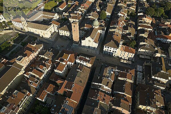 Aerial photographic documentation of the art city of Pietrasanta Tuscany Italy