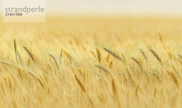 Serene wheat field  golden stalks  gentle wind AI generated