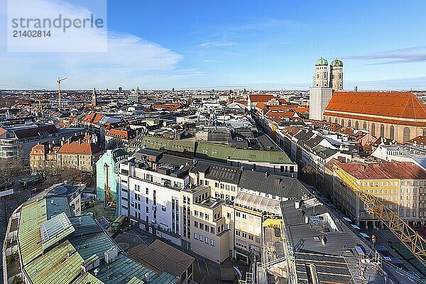 Munich  Germany  December 26  2016: Aerial panoramic view and city skyline in Munich  Germany  Europe