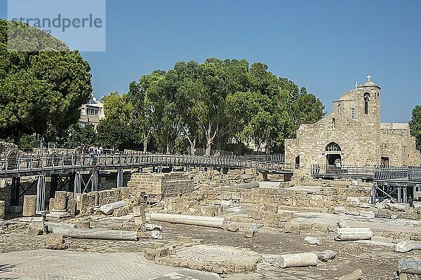 Holy Ancient orthodox Christian church of Ayia Kyriaki Chrysopolitissa at Paphos town in Cyprus