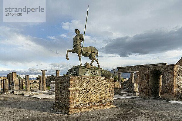 Pompei  Italy  25 November  2023: view of the Centaur statue in the Forum of the ancient city of Pompeii  Europe