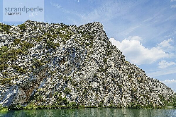 Rocks along the banks of the river in the national park Krka  Croatia  Europe