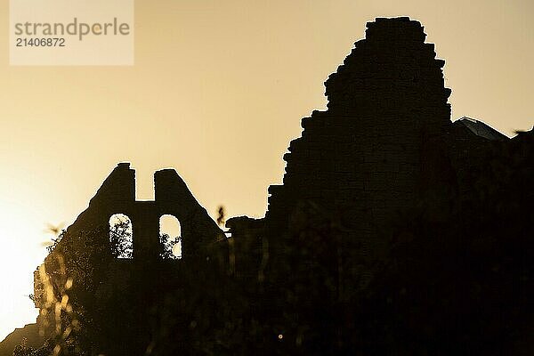 Ruins of a medieval church  silhouette  former Hanseatic city of Visby  Gotland Island  Sweden  Europe