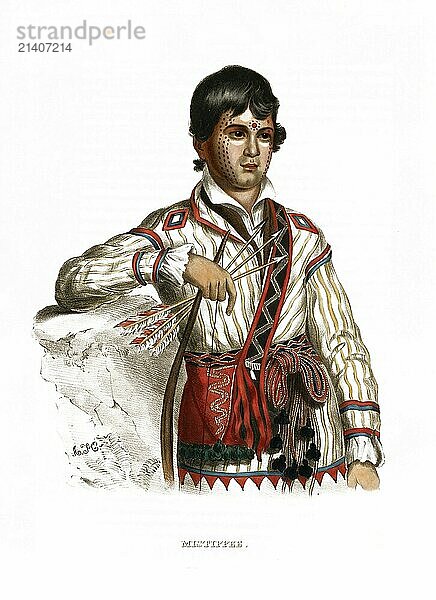 American Indian  Native American  Mistippee  a son of Creek Nation Chief Yoholo Micco  United States of America  USA  Painting by Charles Bird King (1785  1862)  c. 1840  Historic  digitally restored reproduction from a 19th century original  Record date not stated  North America