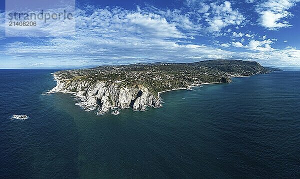 A panorama drone landscape view of Capo Vaticano in Calabria