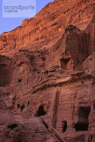 Petra  Jordan Corinthian Royal Tomb in ancient Nabataean city  evening dusk blue hour view