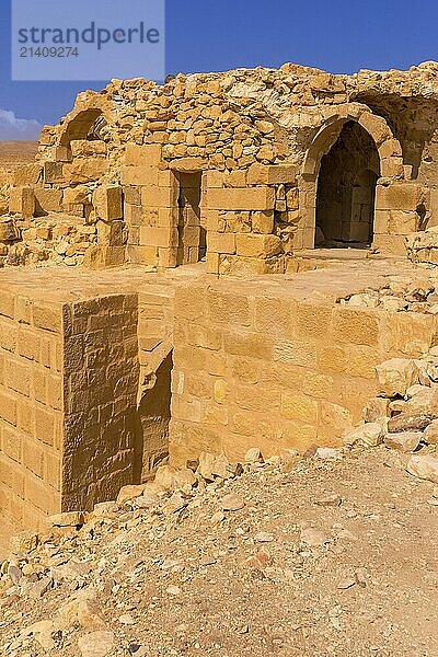 Ruins of crusaders castle Montreal  Shoubak  Shobak or Shawbak in Jordan  Middle East