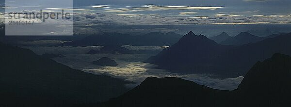 Mount Stanserhorn and sea of fog  Swiss Alps