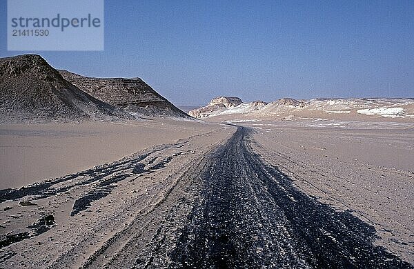 Travelling through the Black Desert and the White Desert  Libyan Desert  Egypt  Africa