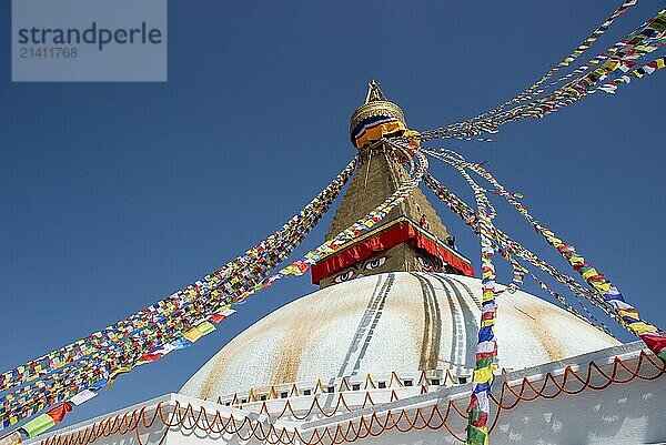 Budha stupa or Boudhanath Stupa  religious sacred temple in Kathmandu Nepal. Eyes of Buddha