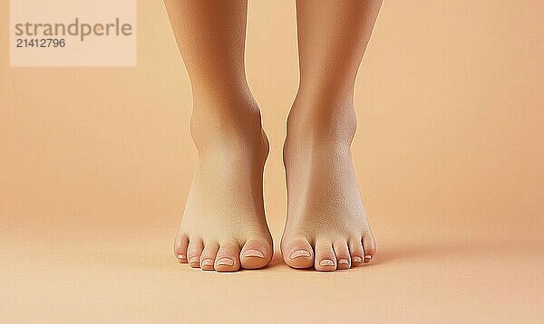 Feet close-up  neutral white background  soft shadows  beauty and health care AI generated