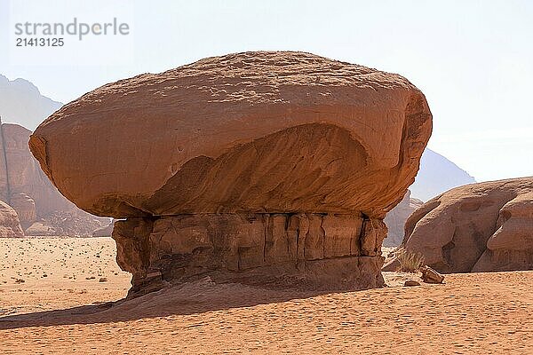 A rock formation called the Mushroom rock in Wadi Rum in Jordan  Middle East