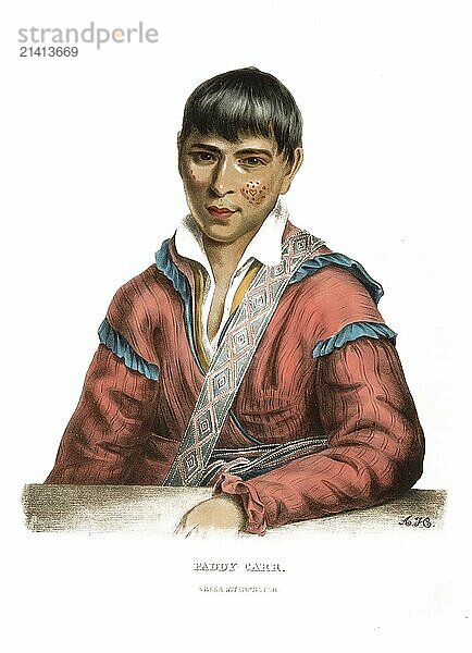 American Indian  Native American  Paddy-Carr  son of an Irish immigrant and a Creek woman  United States of America  USA  Painting by Charles Bird King (1785  1862)  c. 1840  Historic  digitally restored reproduction from a 19th century original  Record date not stated  North America