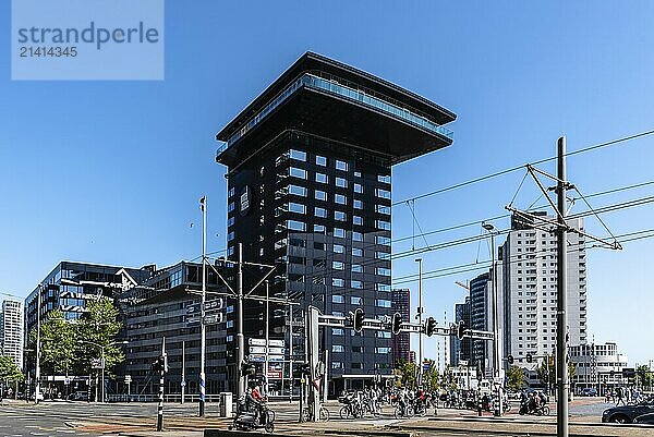 Rotterdam  Netherlands  May 8  2022: Street scene of the city a sunny day of spring