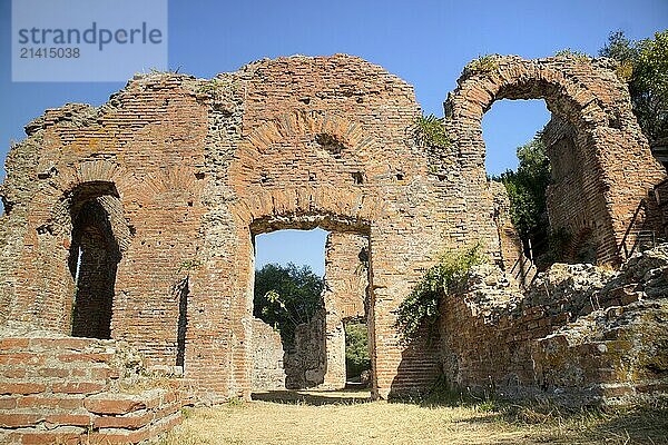 Remains of the villa of the Venulei dating back to the Roman Empire in the Massaciuccoli area Lucca Tuscany Italy