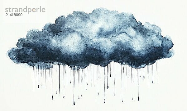 A watercolor painting of a stormy sky with rain falling from the clouds. The mood of the painting is dark and ominous  with the rain symbolizing sadness and despair AI generated