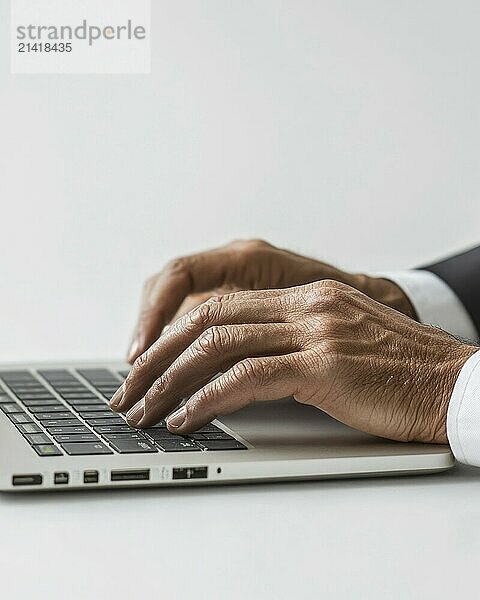 A man is typing on a laptop computer. Concept of productivity and focus  as the man is likely working on a task or project AI generated