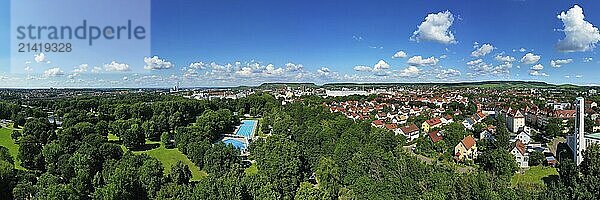 An aerial view of Heilbronn with a view of the historic city centre. Heilbronn  Baden-Württemberg  Germany  Europe