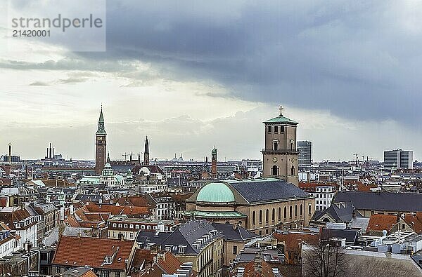 View of Copenhagen historic centre from The Round Tower  Denmark  Europe