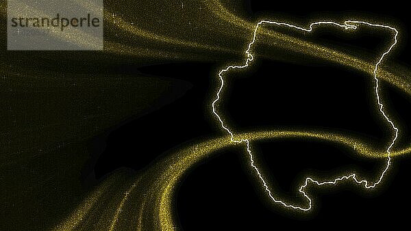 Map of Suriname  Gold glitter map on dark background