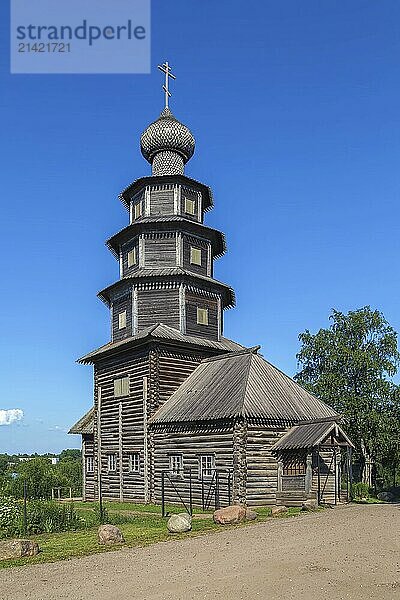 Wooden Temple of the Tikhvin Icon of the Mother of God in Torzhok city  Russia  Europe