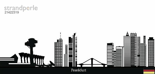 Frankfurt germany city skyline with airport and planes and the bridge and architecture