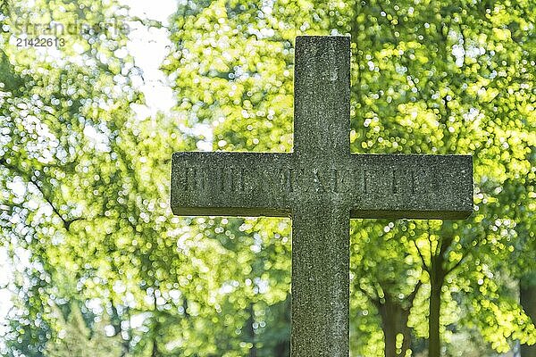 Closeup shot of grave cross at an old cemetery