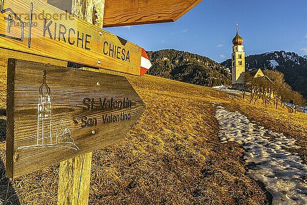 Evening atmosphere at St Valentin  Seis  South Tyrol  Italy  Europe