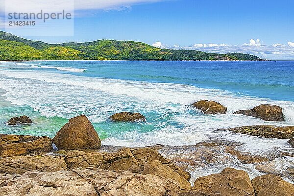 Amazing Praia de Lopes Mendes beach on the big tropical island Ilha Grande in Angra dos Reis Rio de Janeiro Brazil