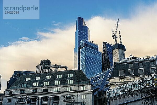 Cityscape of the city of London at dusk  UK