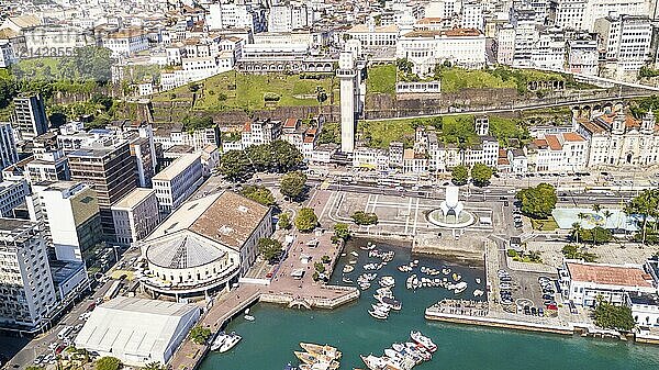 City of Salvador in Bahia. Aerial view. Lacerda's elevator