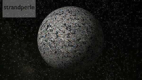 A globe of the earth full of trash  the concept of ecology problem with garbage. Dump planet in space  4k